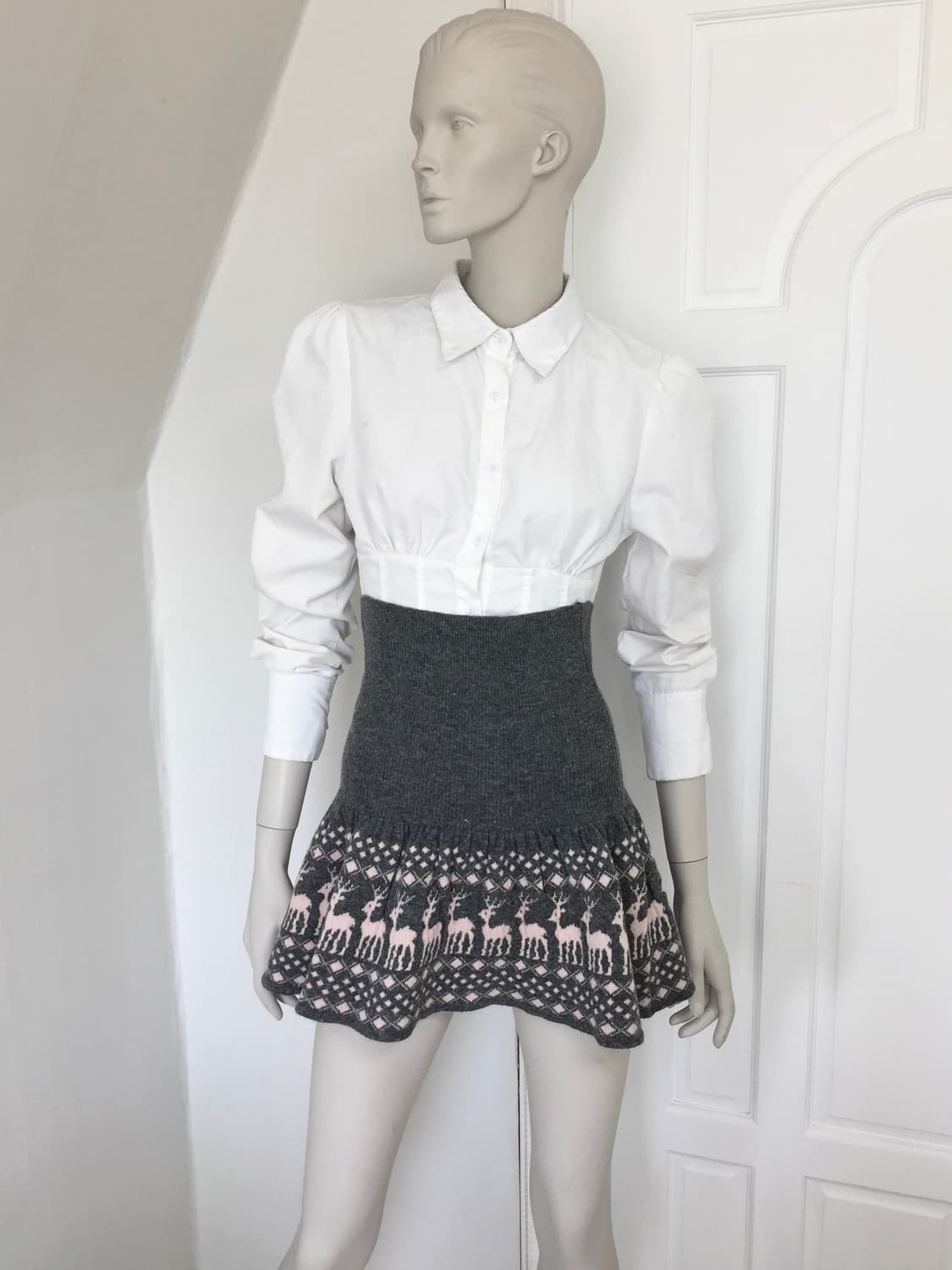 Nordic Gray pink Knited Skirt 상품이미지7