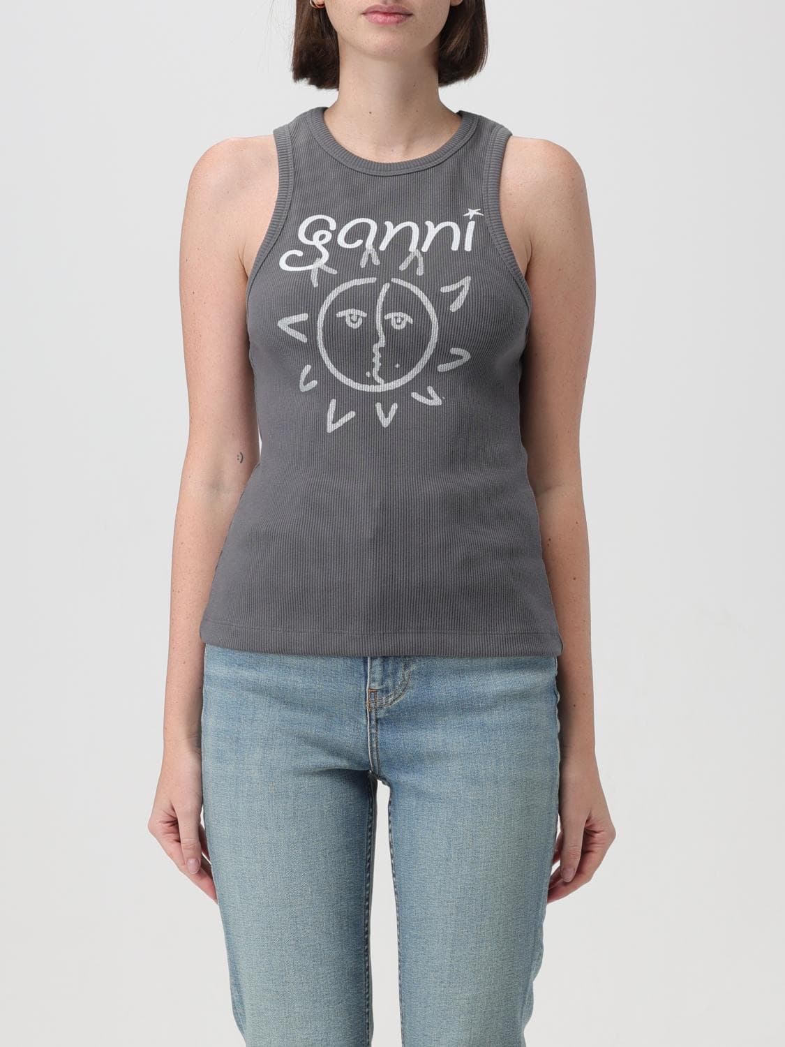 GANNI 가니 그래픽 립 썬 탱크탑 볼캐닉 애쉬 상품이미지2