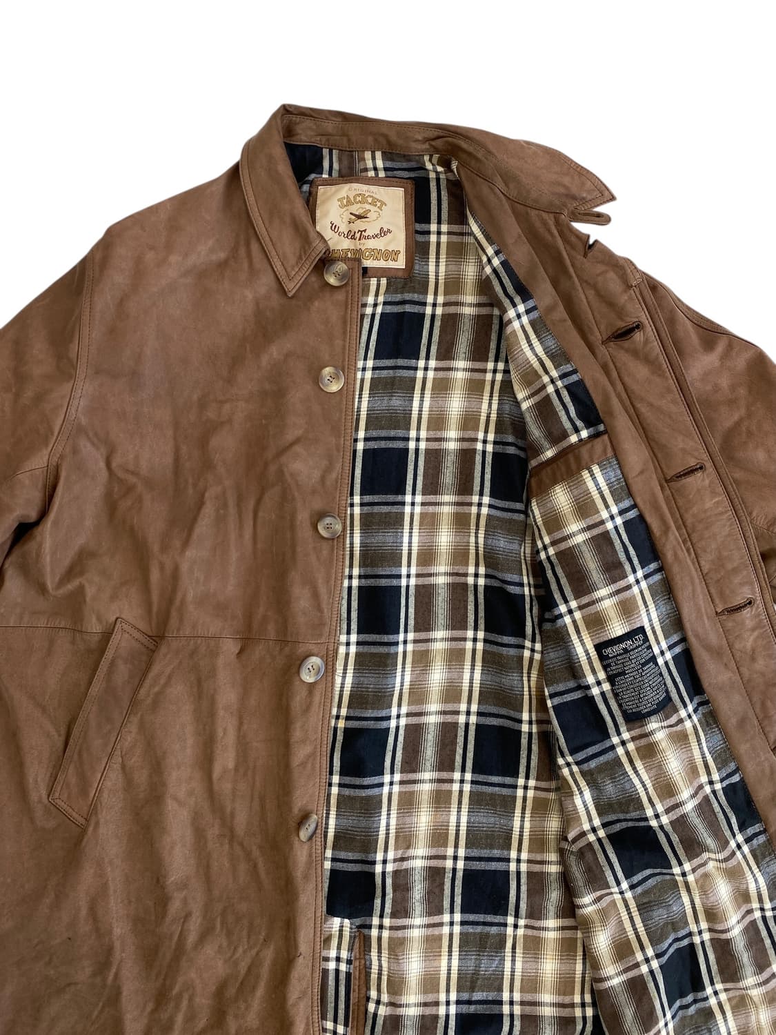 90's 쉐비뇽 나파 레더 롱 코트 상품이미지8