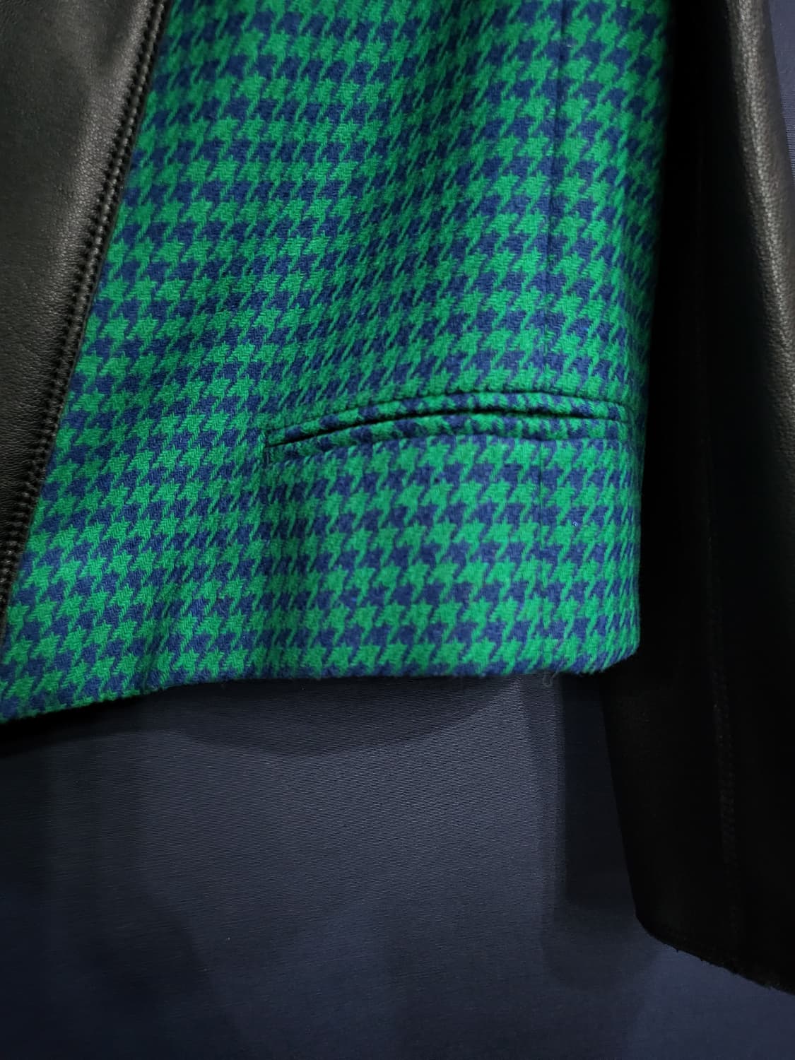 하운드투스 패턴 가죽자켓 상품이미지4