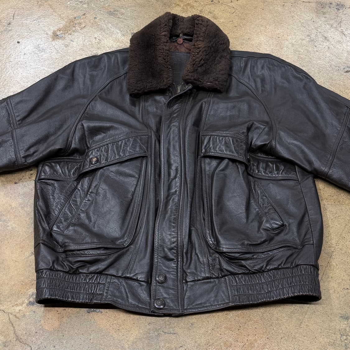 [정품/110] Hi-FIVE 브라운 가죽 무스탕 자켓 b19 상품이미지3