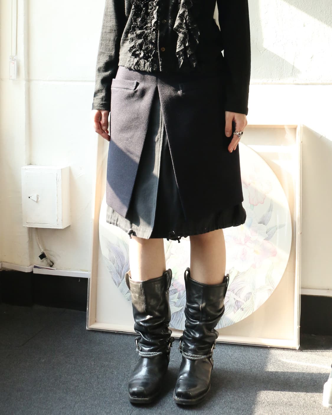 사카이 네이비 레이어드 스커트  상품이미지1