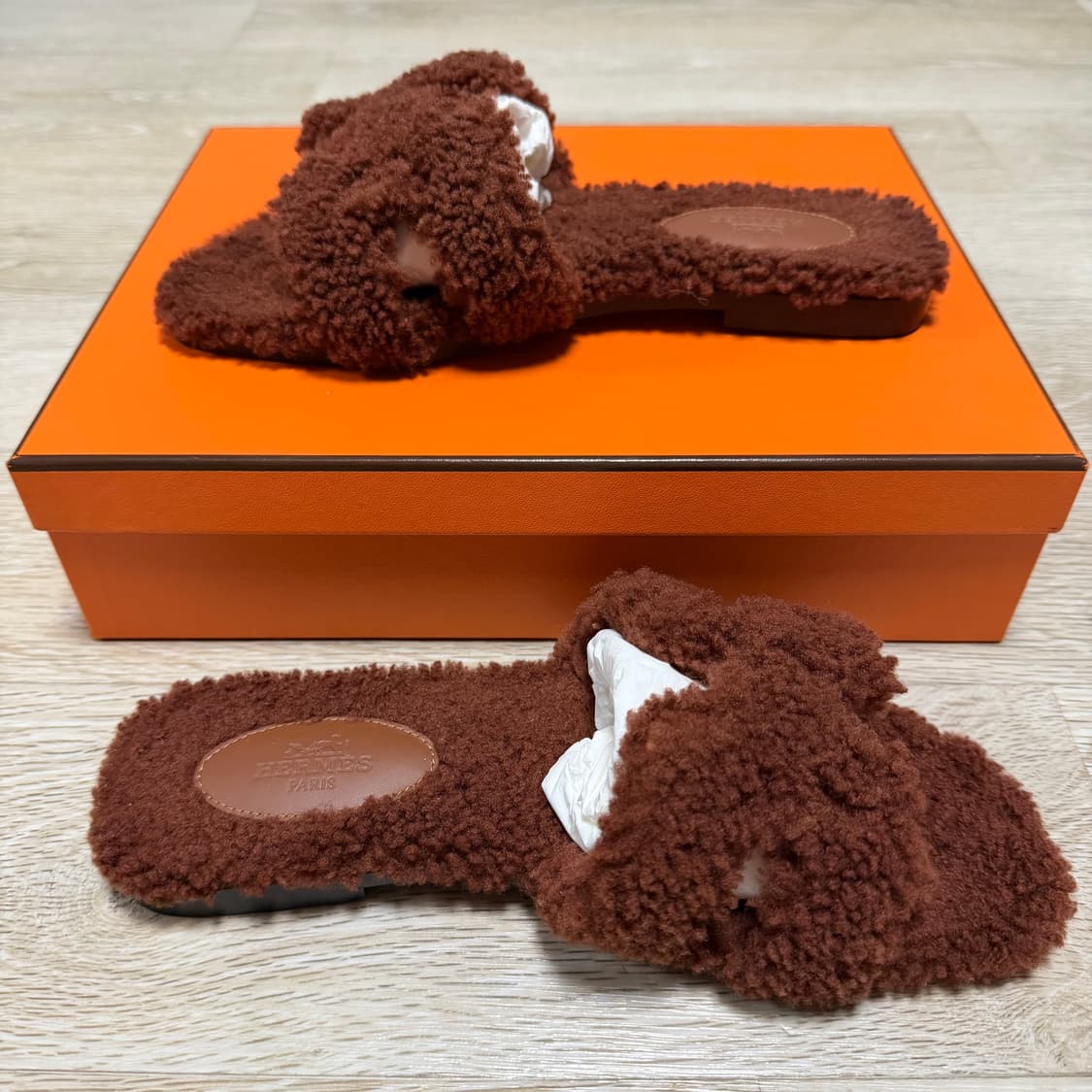 [S+급/36.5] 에르메스 오란 시어링 퍼 샌들 슬리퍼 상품이미지5