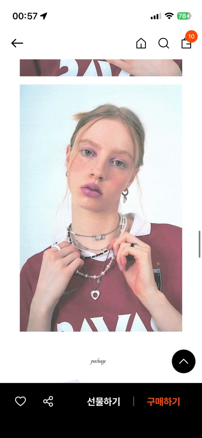 엔프프 two line gemstone pearl necklace 상품이미지3