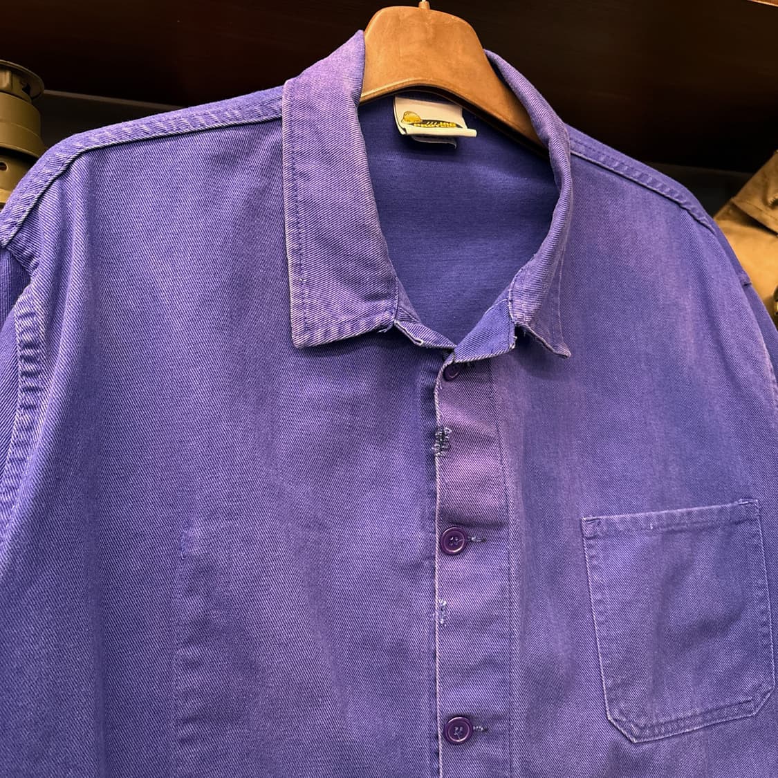 80s 몰스킨 프렌치 워크자켓 빈티지워싱 빅사이즈 퍼플 N676 상품이미지3