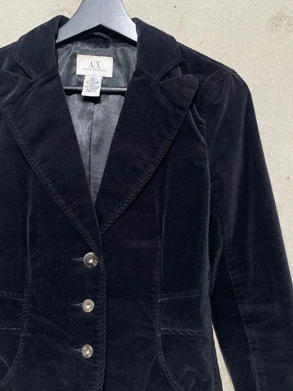 아르마니 익스체인지 블랙 슬림 벨벳 자켓 상품이미지3