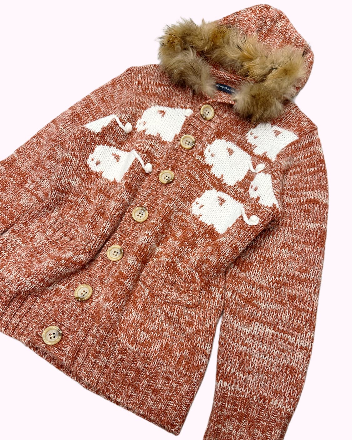 DRUG STORE'S sheep fur hood cardigan 상품이미지3