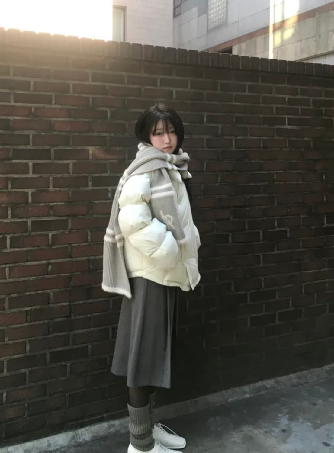 CURVE LINE COLLARED DOWN PUFFER IVORY 상품이미지3