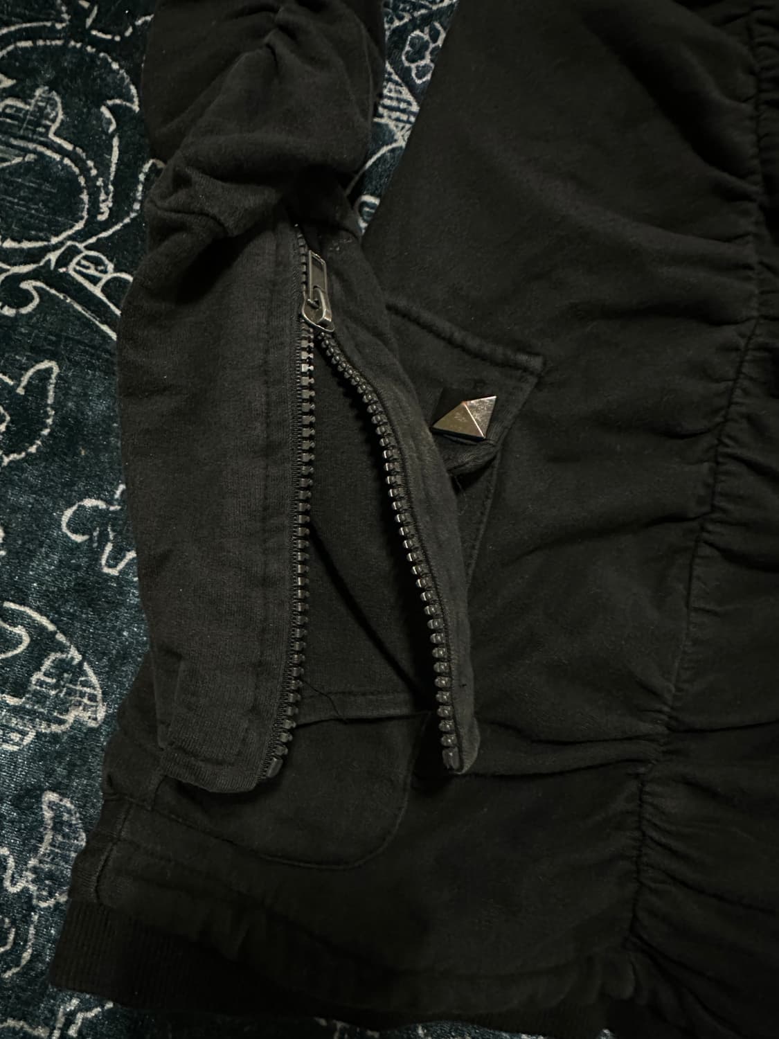 Vkei punk rock shirring hood zip up 상품이미지2