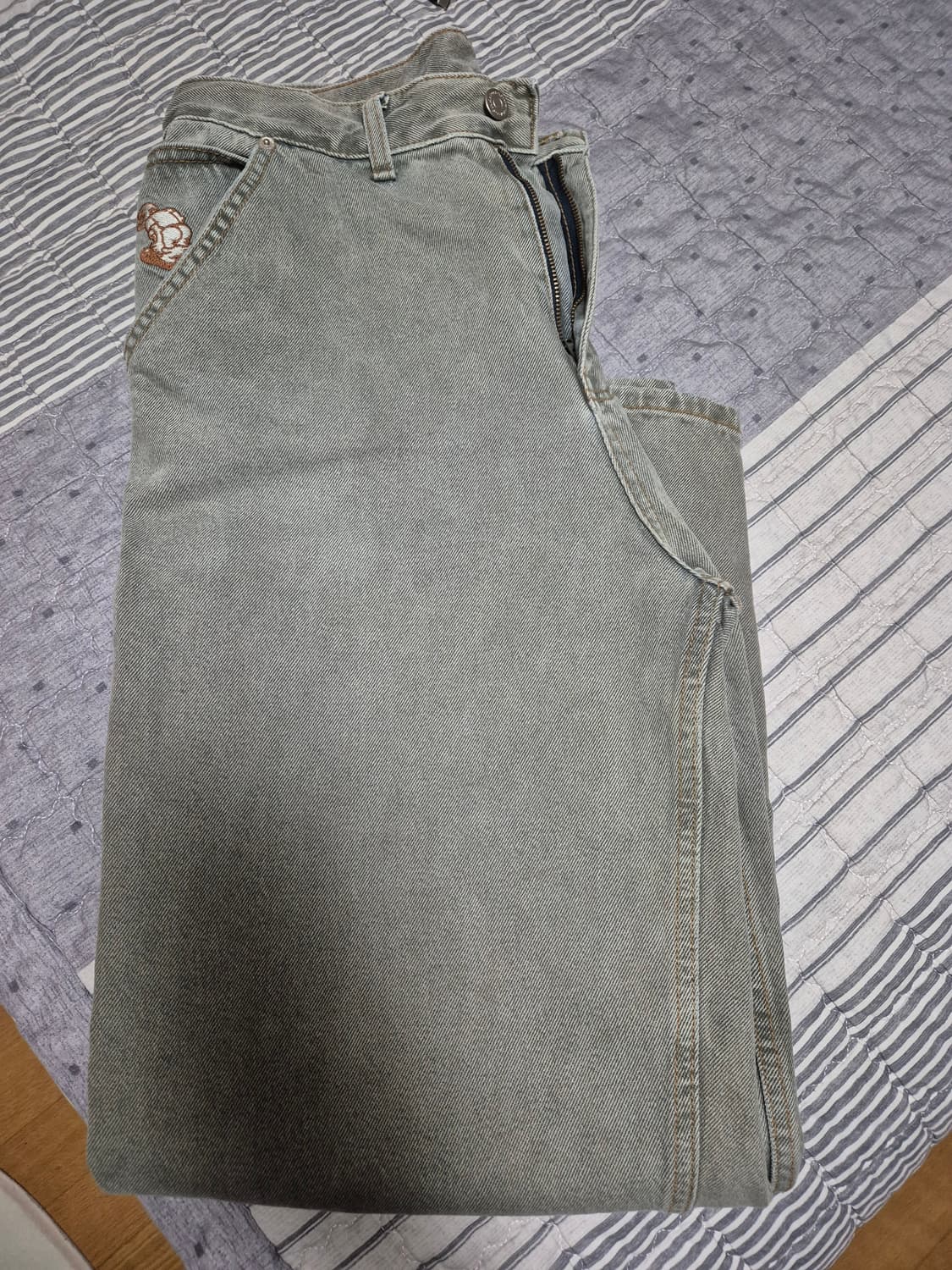 위캔더스 데님 청바지 DRAGGY WORK PANTS (OLIVE) 상품이미지4