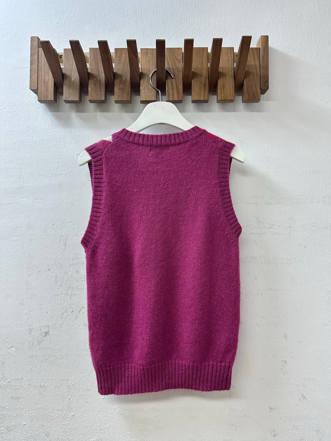 BEAMS BOY 빔즈 울 100% 아가일 니트 베스트 상품이미지5