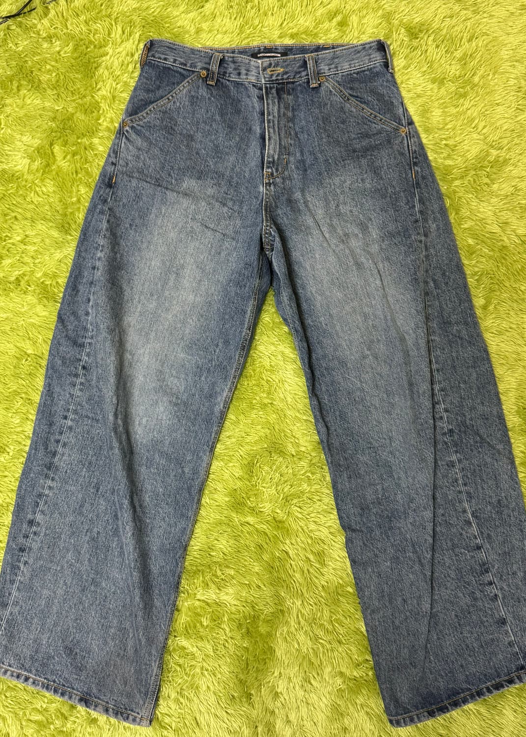 해칭룸 와이드 커브 진 Washed Blue 상품이미지2