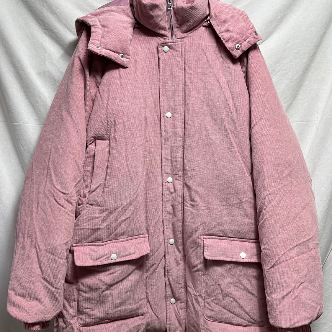 메인부스 덕다운 코듀로이 스노우 파카 핑크 롱 패딩 M 상품이미지5