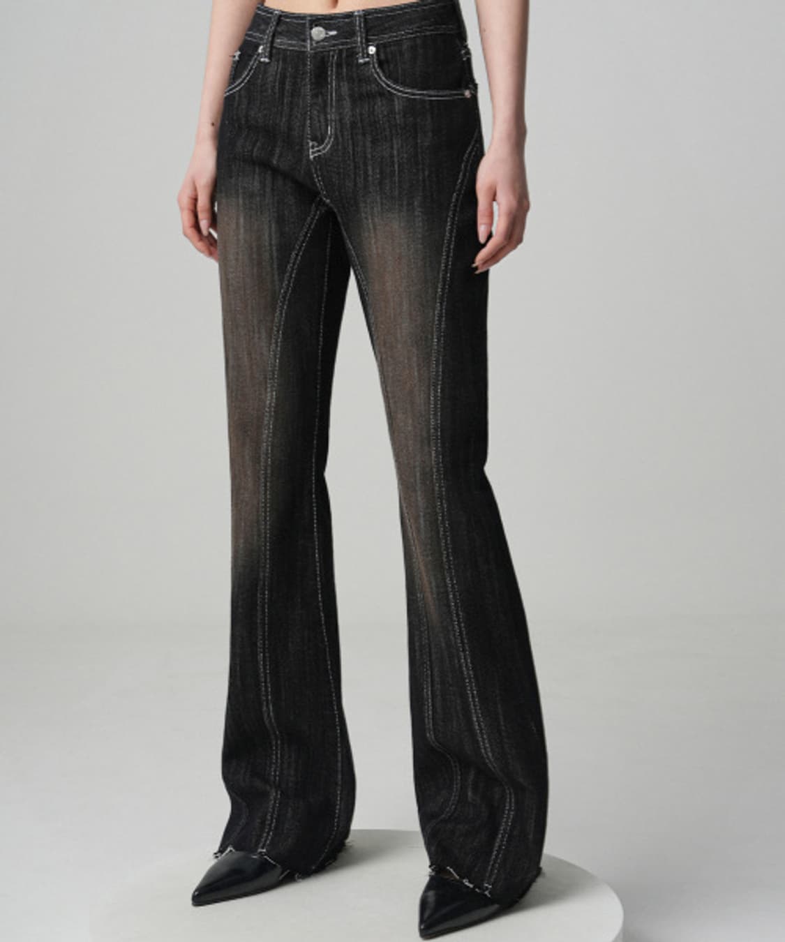 어반드레스 여성 워싱 데님 부츠컷 흑청바지 S 상품이미지1