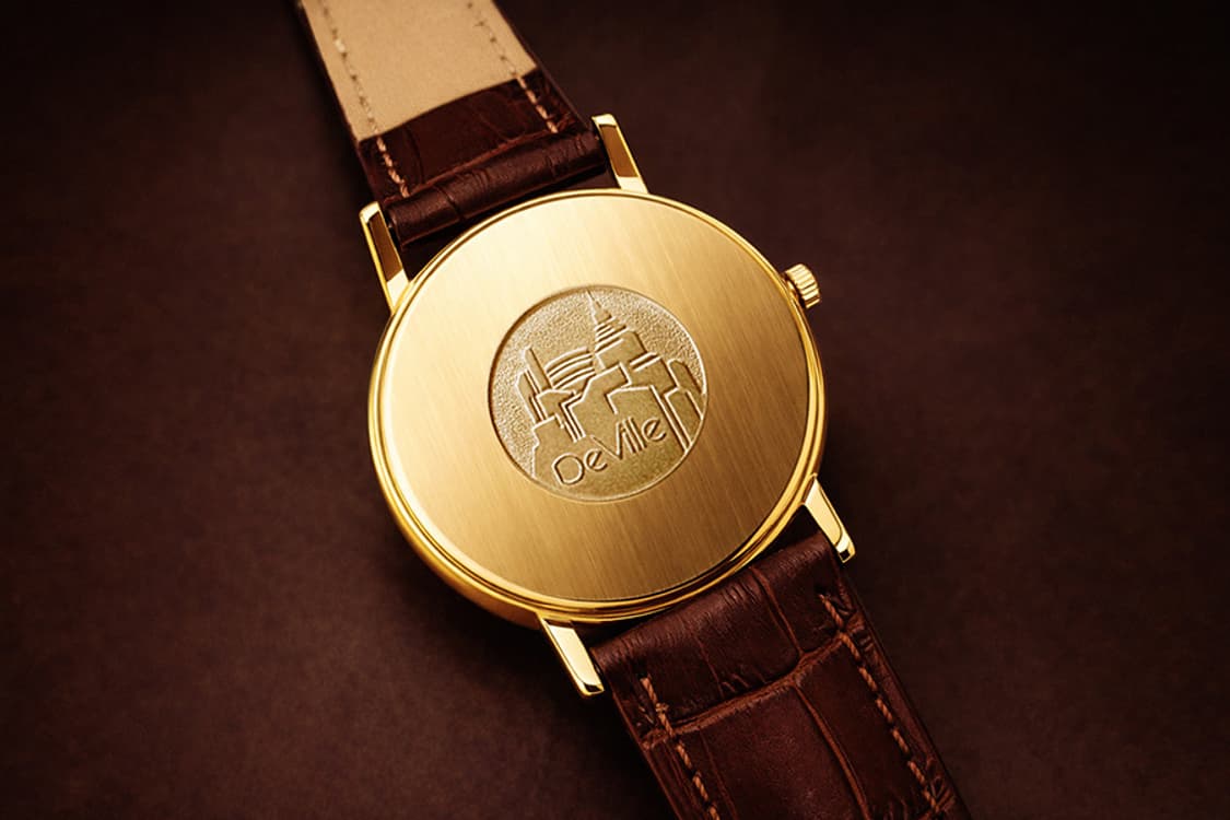 오메가 블루 로만 다이얼 18K 금 도금 남녀공용 쿼츠 시계 상품이미지5