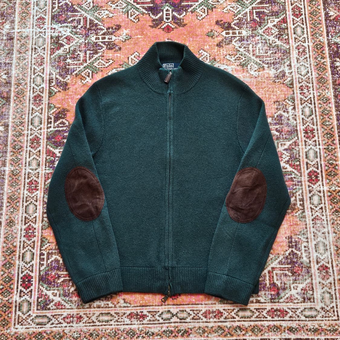 폴로 집업 가디건 / 스웨이드 패치 상품이미지1