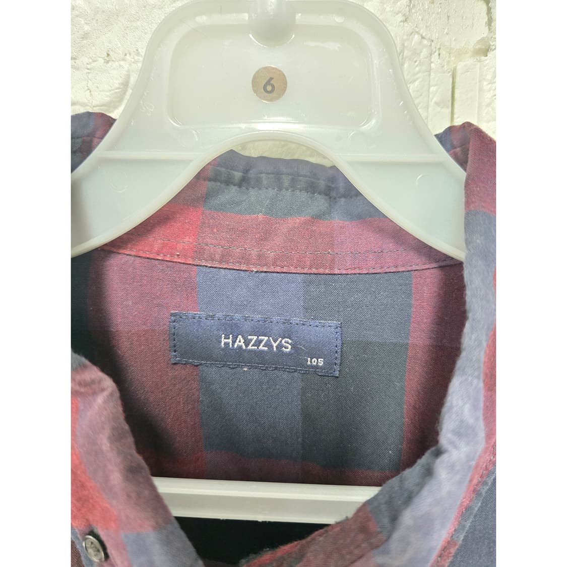 헤지스 체크 남방 셔츠 105 네이비/버건디 상품이미지2