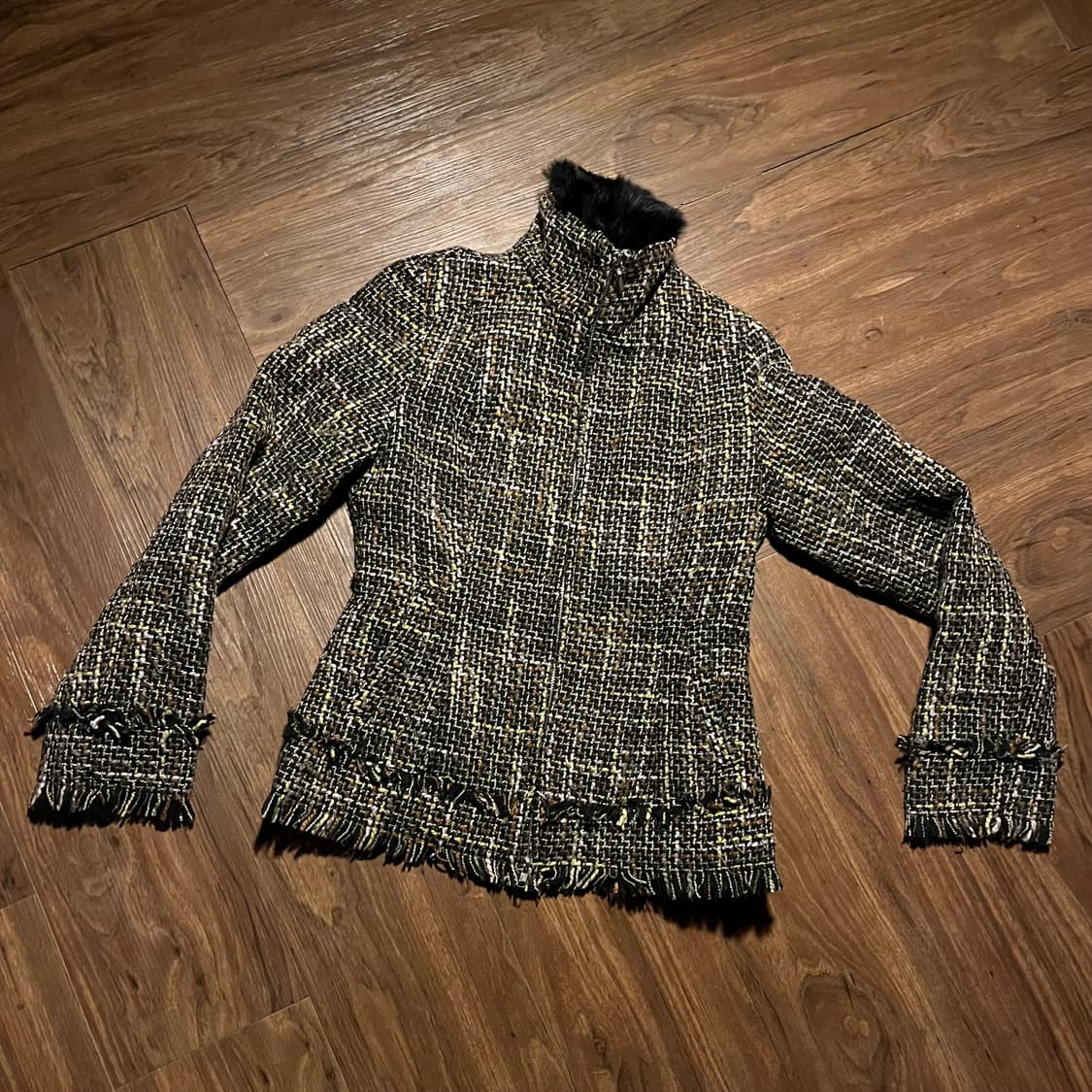 Japanese Vintage 래빗 퍼 그런지 자카드 퍼 자켓 상품이미지3