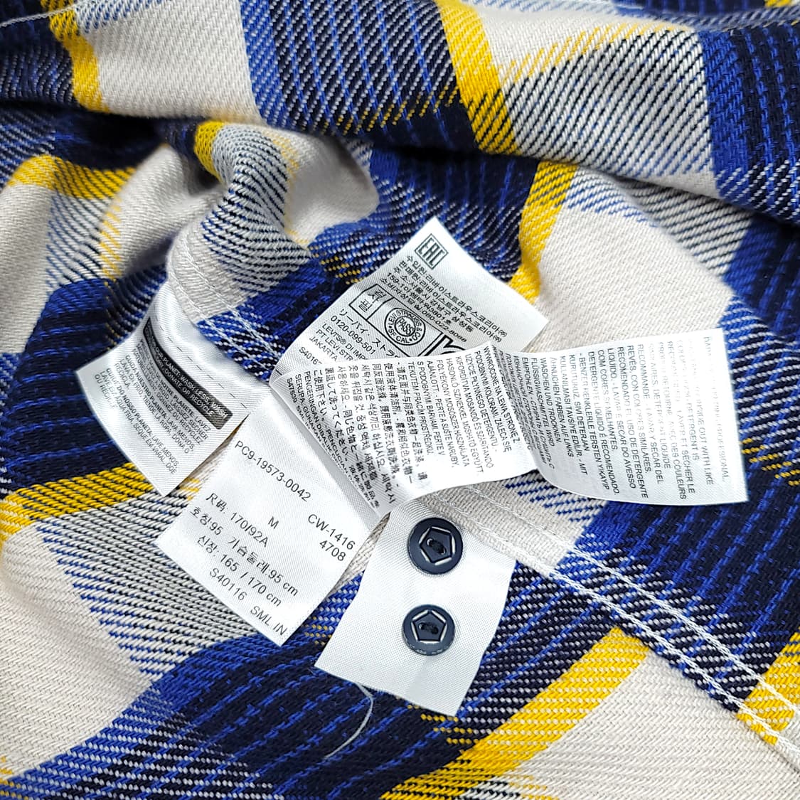 [M] 리바이스 블루&옐로우 체크 플란넬 긴팔셔츠 상품이미지8