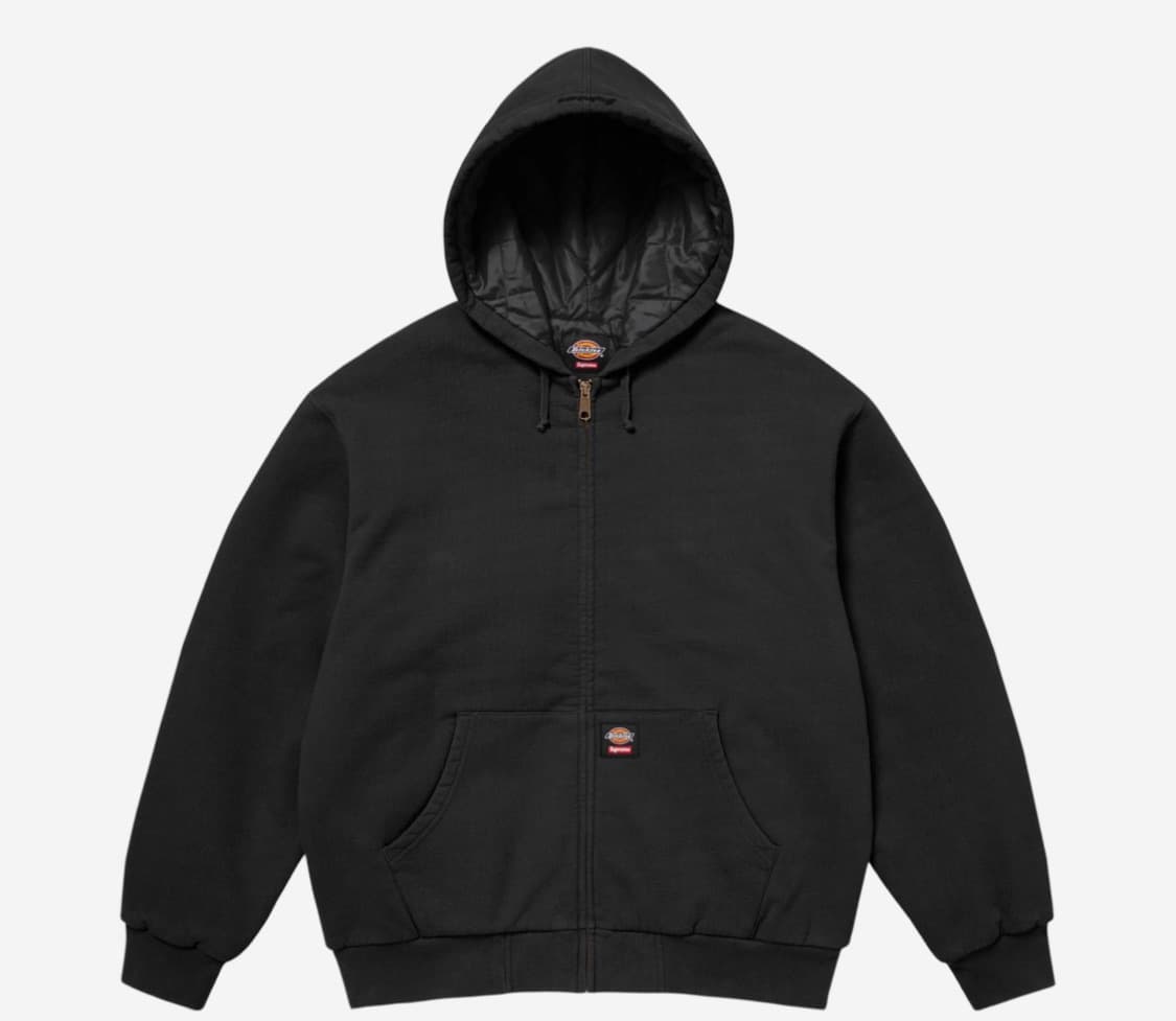 슈프림 x 디키즈 퀼티드 라인드 집업 후드 스웨트셔츠 블랙 L- 25FW 상품이미지1