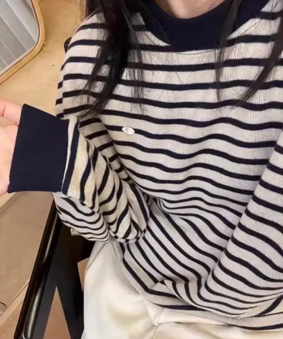 스트라이프 긴팔 맨투맨 티셔츠 상품이미지1