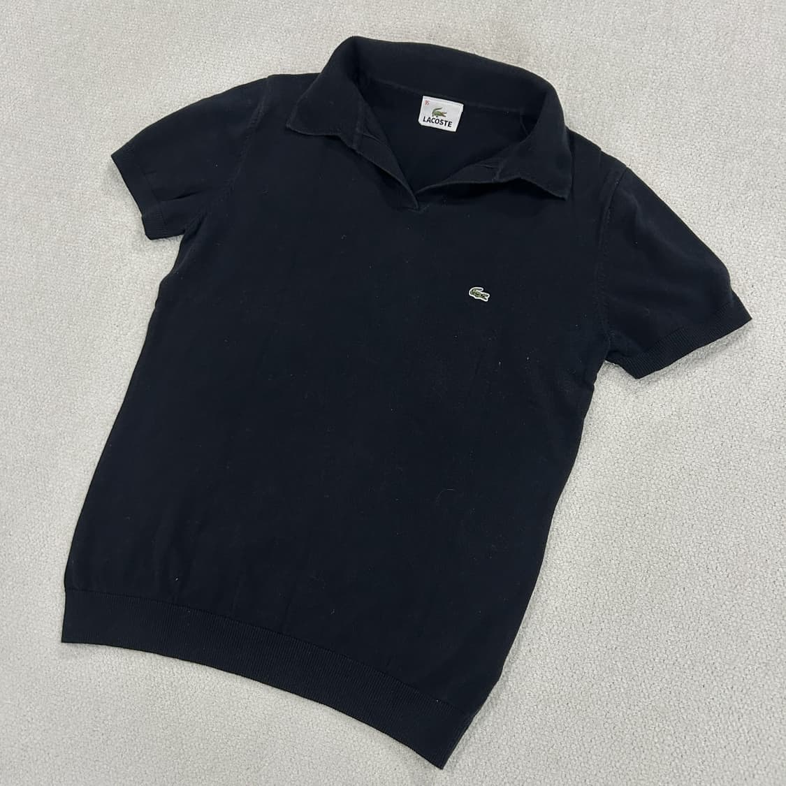 라코스테 블랙 반팔 니트 폴로티 s 상품이미지1