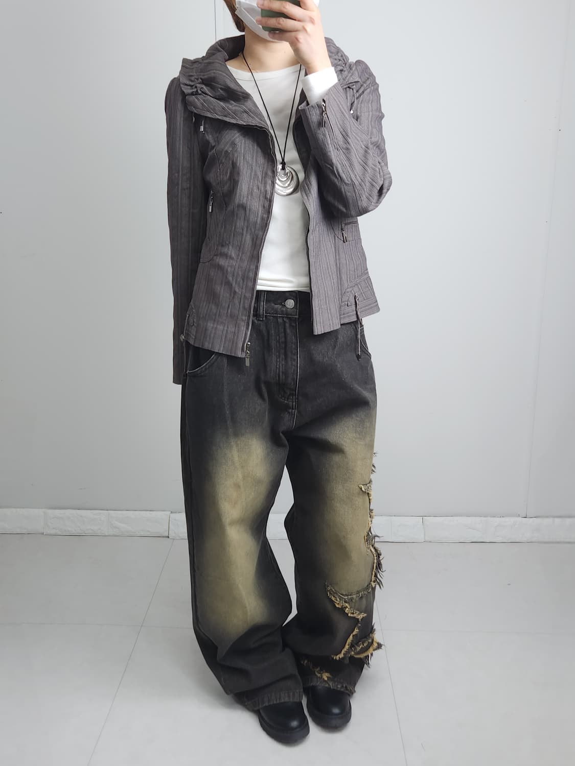 셔링 라인 집업자켓 상품이미지3