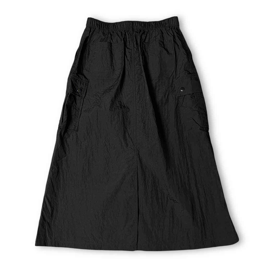 (밴딩) 빈티지 블랙 나일론 롱 스커트 상품이미지2