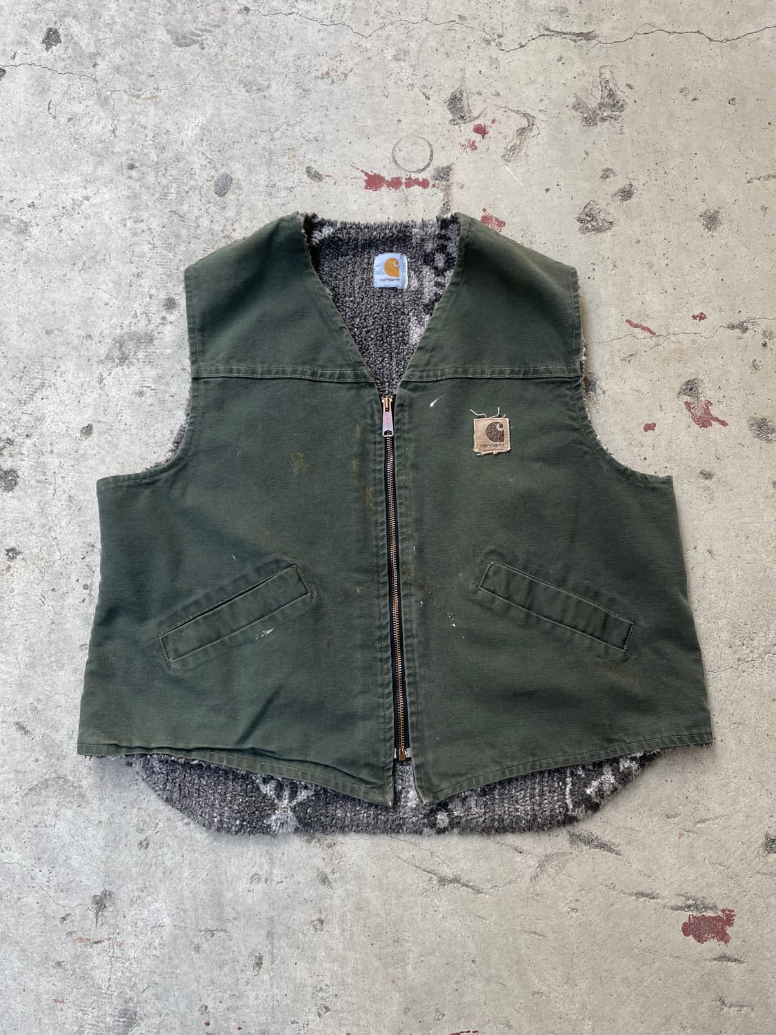 1996-97 Carhartt Dark Olive Aztec Vest 상품이미지4