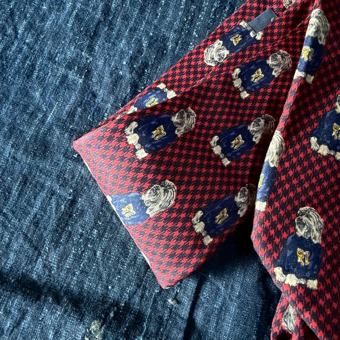 90's 폴로 랄프로렌 도그 패턴 실크 타이 상품이미지3