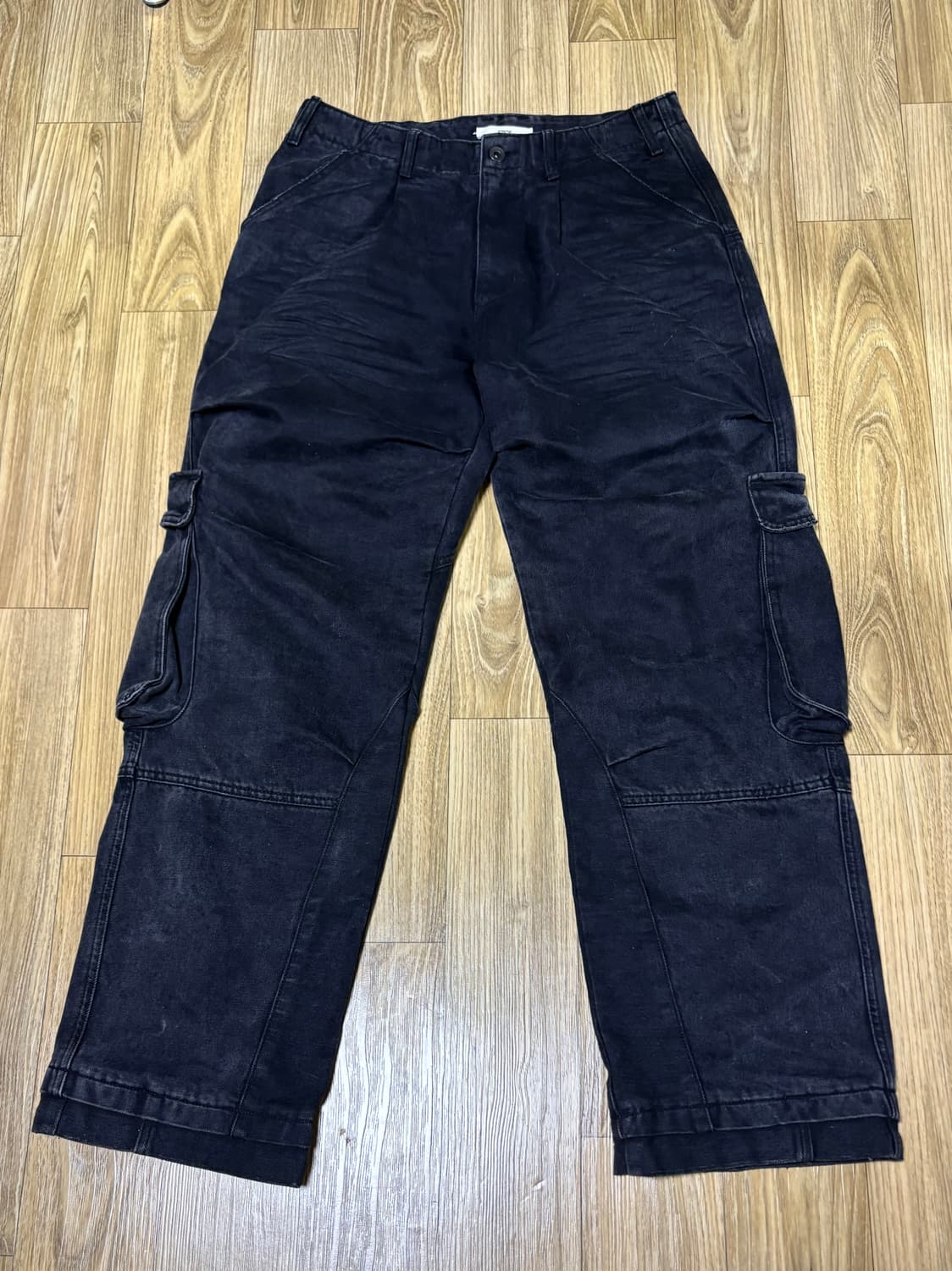 이티씨이 레이어드 백 카고 데님 팬츠 블랙 상품이미지4