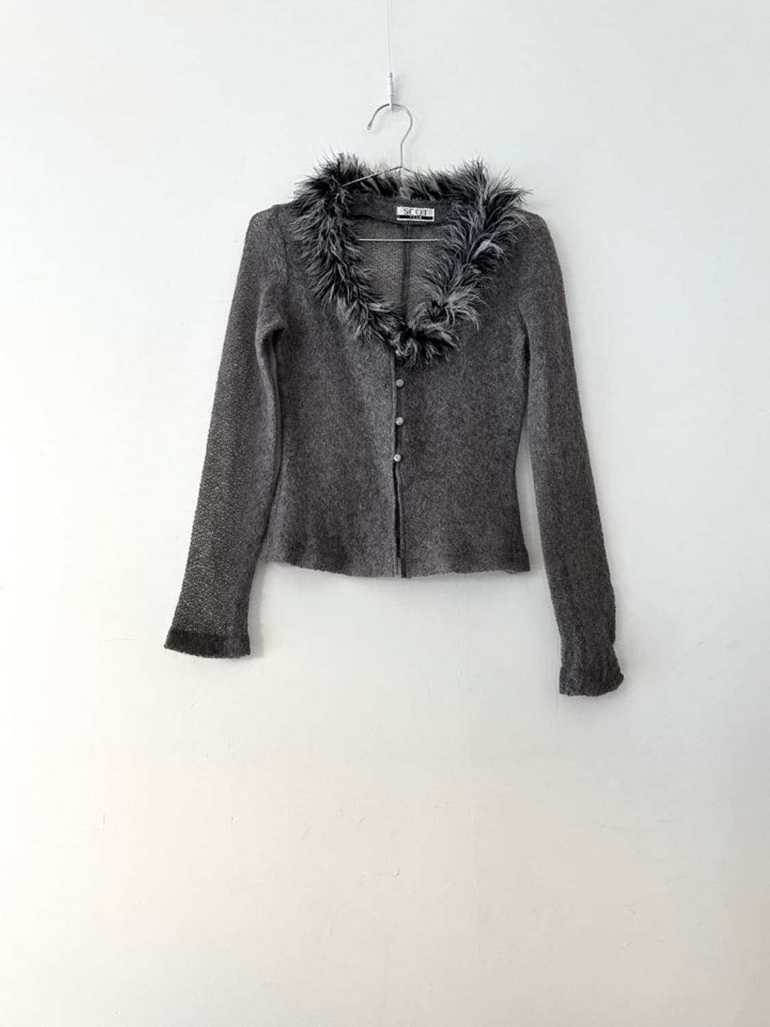 SCOT CLUB fur button knit / grey 상품이미지1