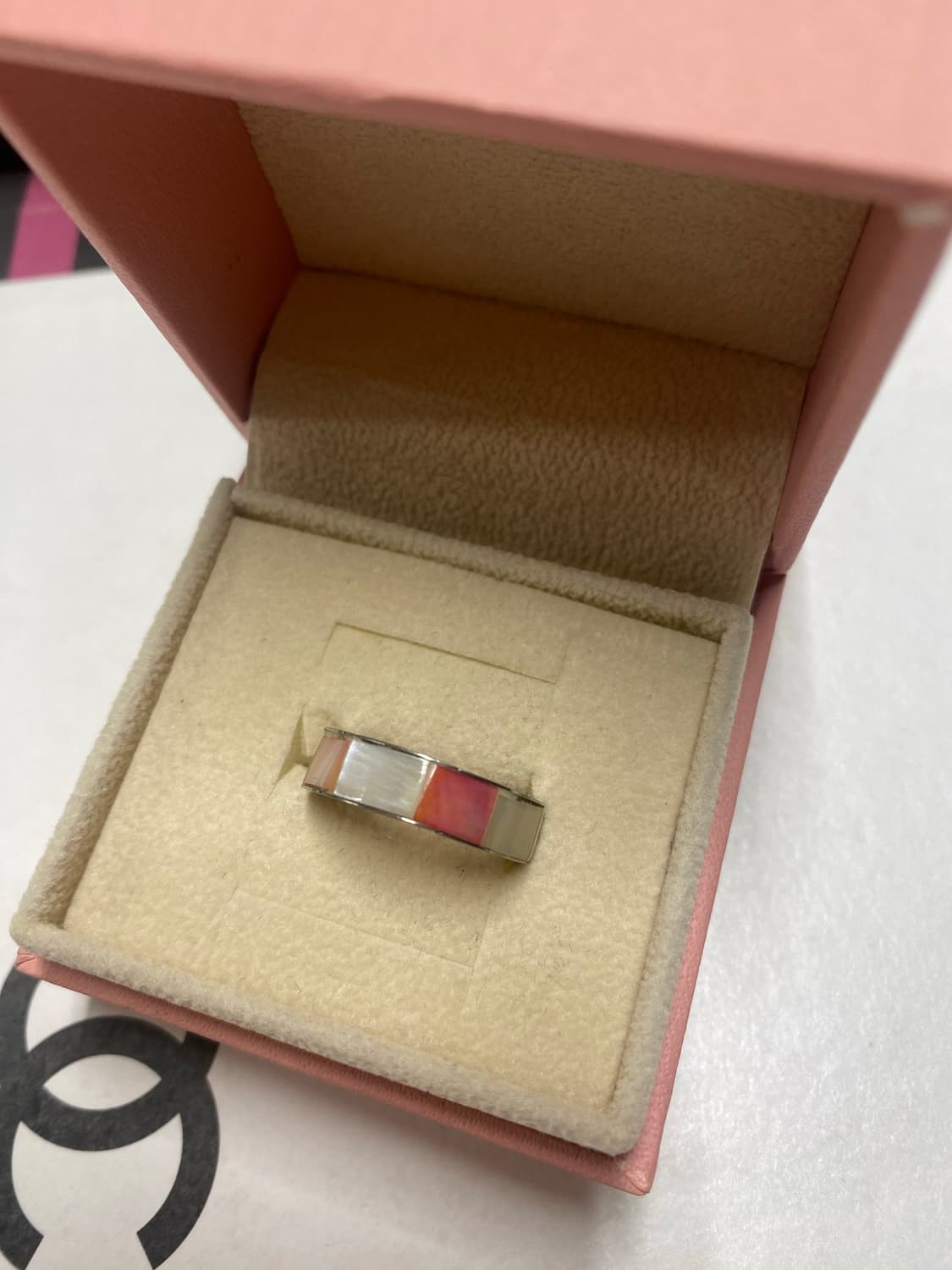 자개빛 핑크 인레이 반지 상품이미지1