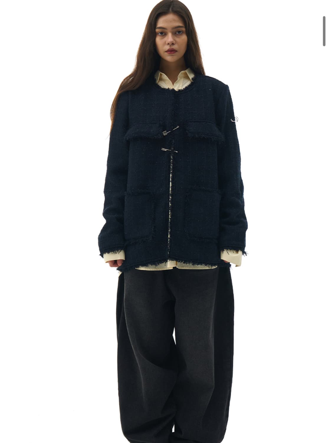 플레이스 스튜디오 프린지 멀티 아웃 포켓 라운드 트위드 자켓 상품이미지3