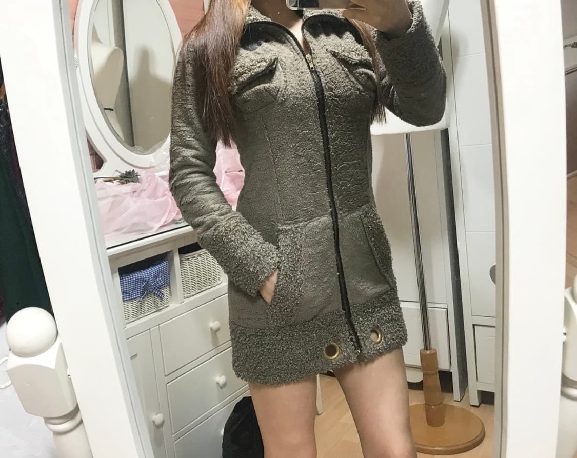 55ㅡ두툼한 털 집업 원피스/자켓/양방향 지퍼 상품이미지1