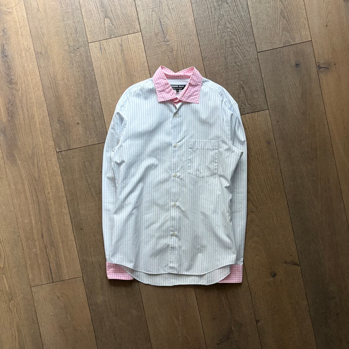 Check Collar Detail Stripe Shirts 상품이미지1