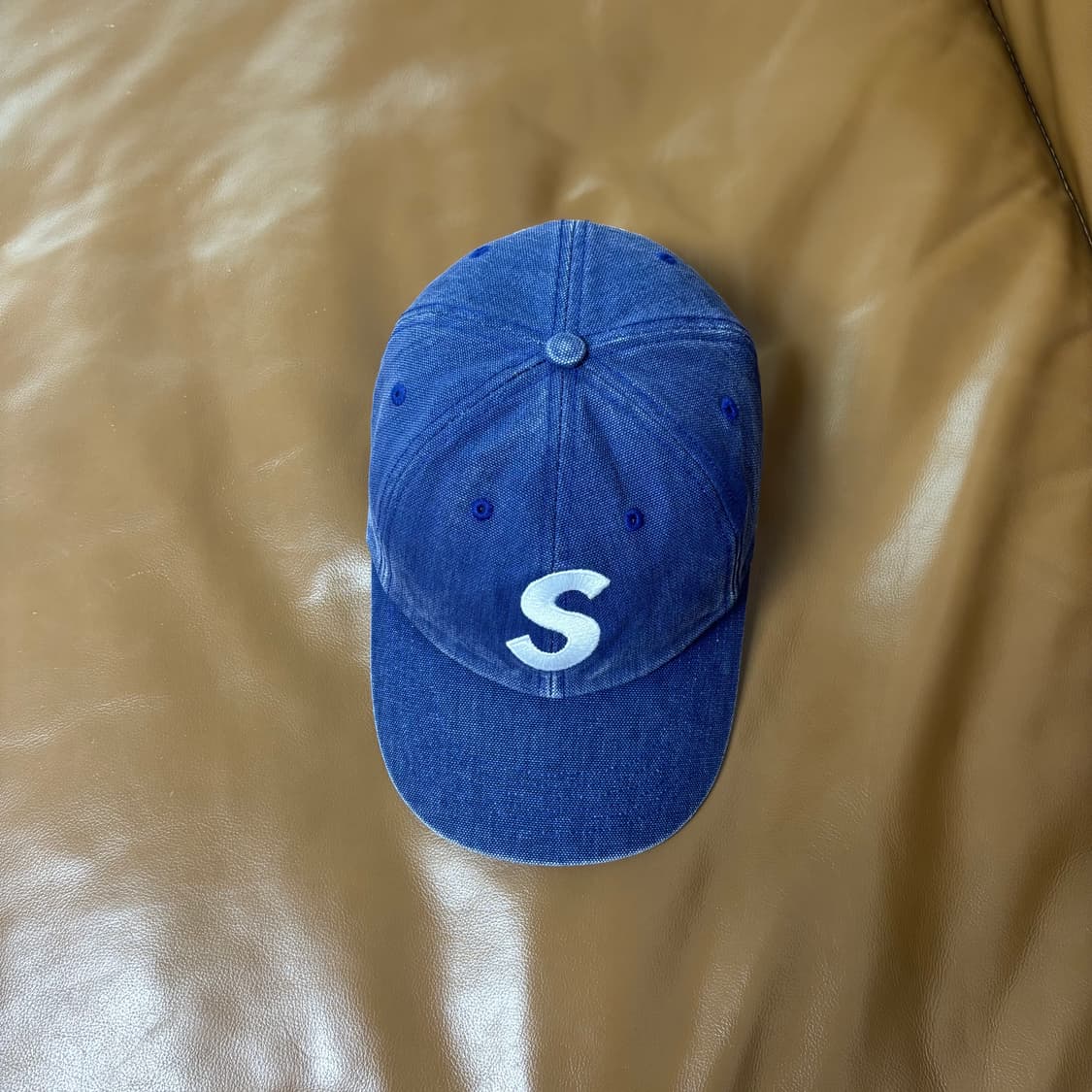 슈프림 23ss 피그먼트 워시드 네이비 S로고 6패널 모자 (Navy) 상품이미지5