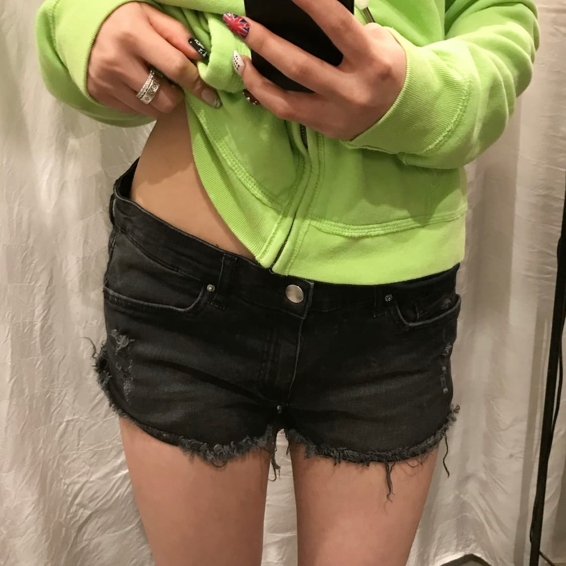 H&M 갸루 펑크 데미지 로우 워싱 데님 상품이미지1