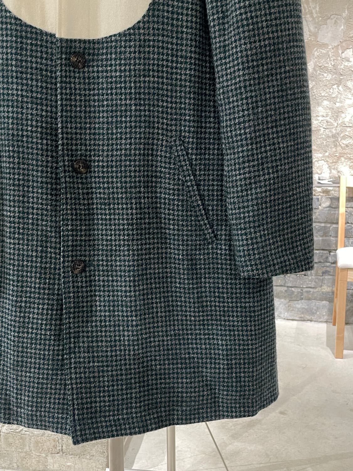 페노메논 12A/W 그린 하운드 투스 체크 울 코트 상품이미지5