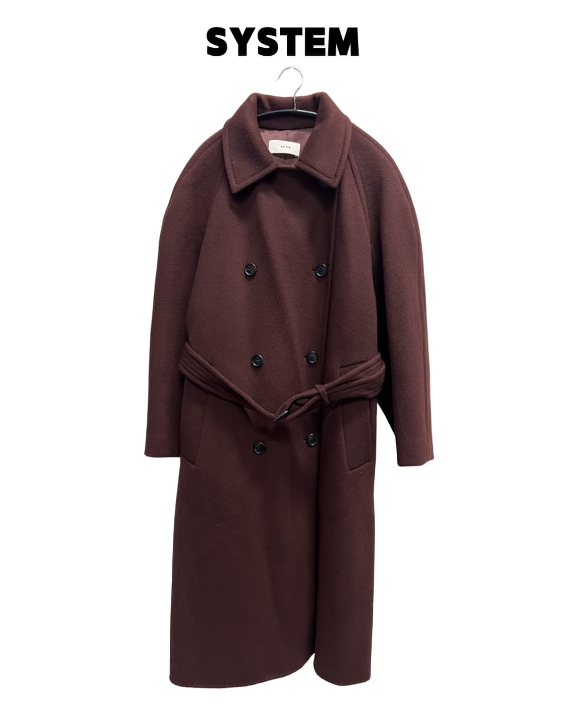 한섬 시스템 우먼스 울/캐시미어 트렌치 코트 와인 상품이미지1