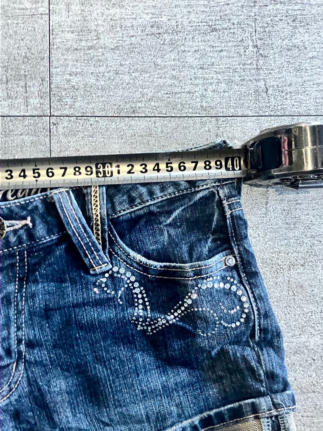 일본빈티지 Oyiyin 핀터깔y2k 보헤미안 웨스턴데님숏팬츠 상품이미지3