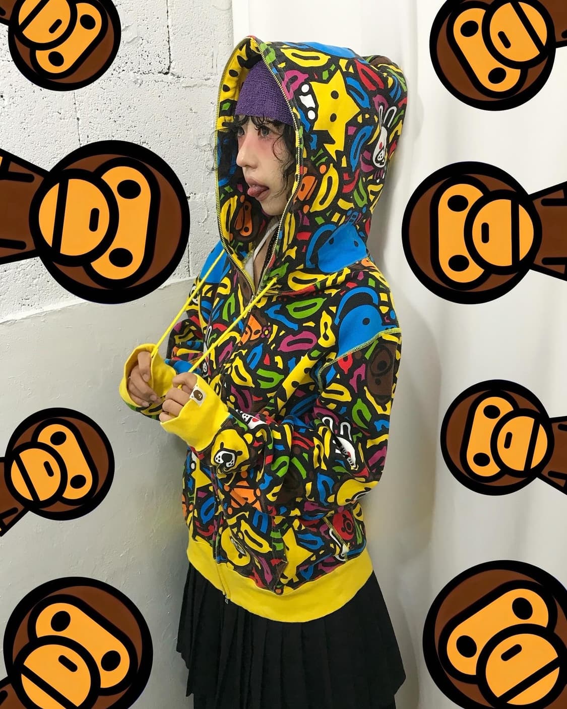 Bape Baby Milo Full Pattern Hood Zip-Up 상품이미지1
