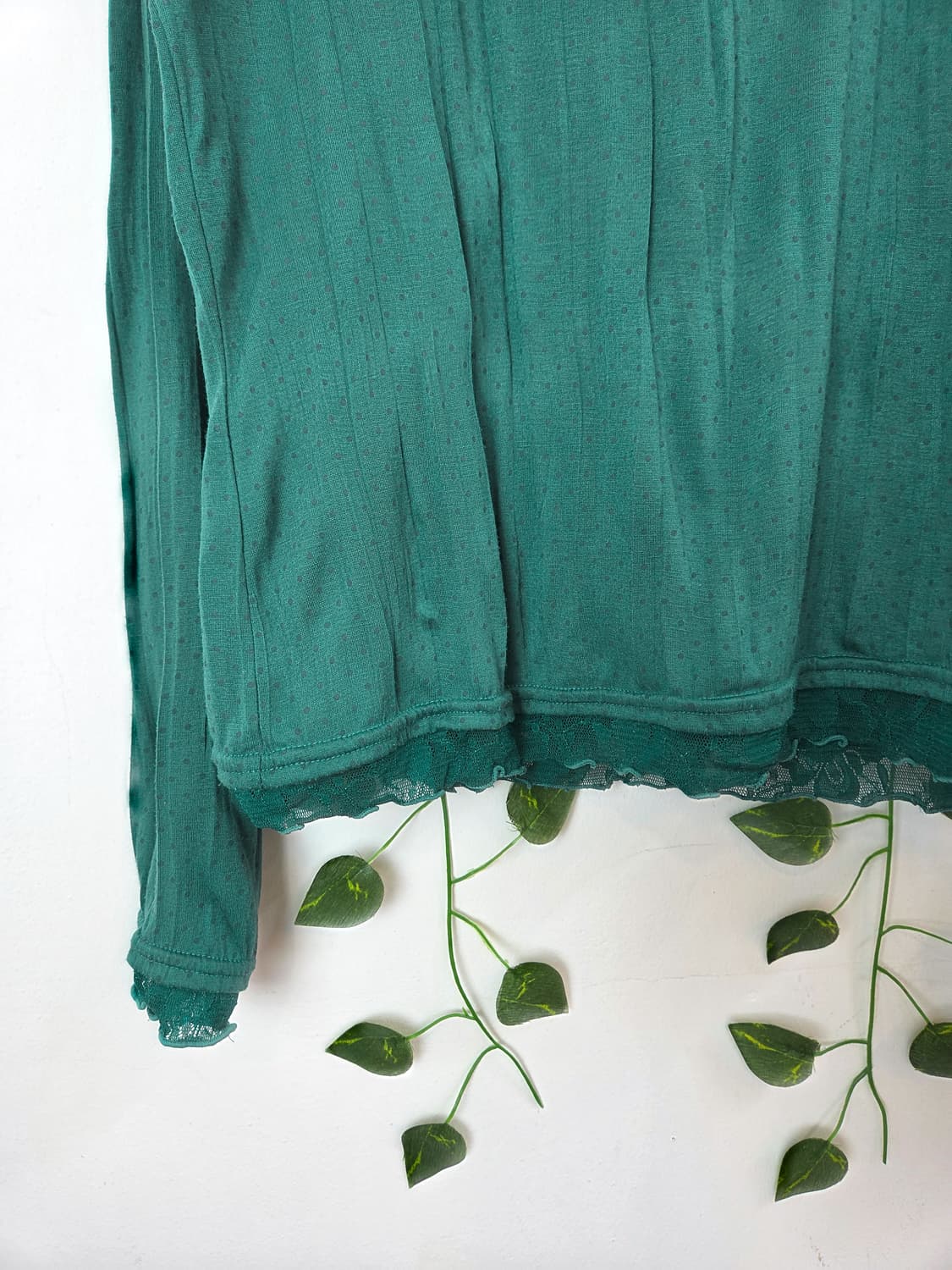 청록 도트 목폴라 슬리브 상품이미지3