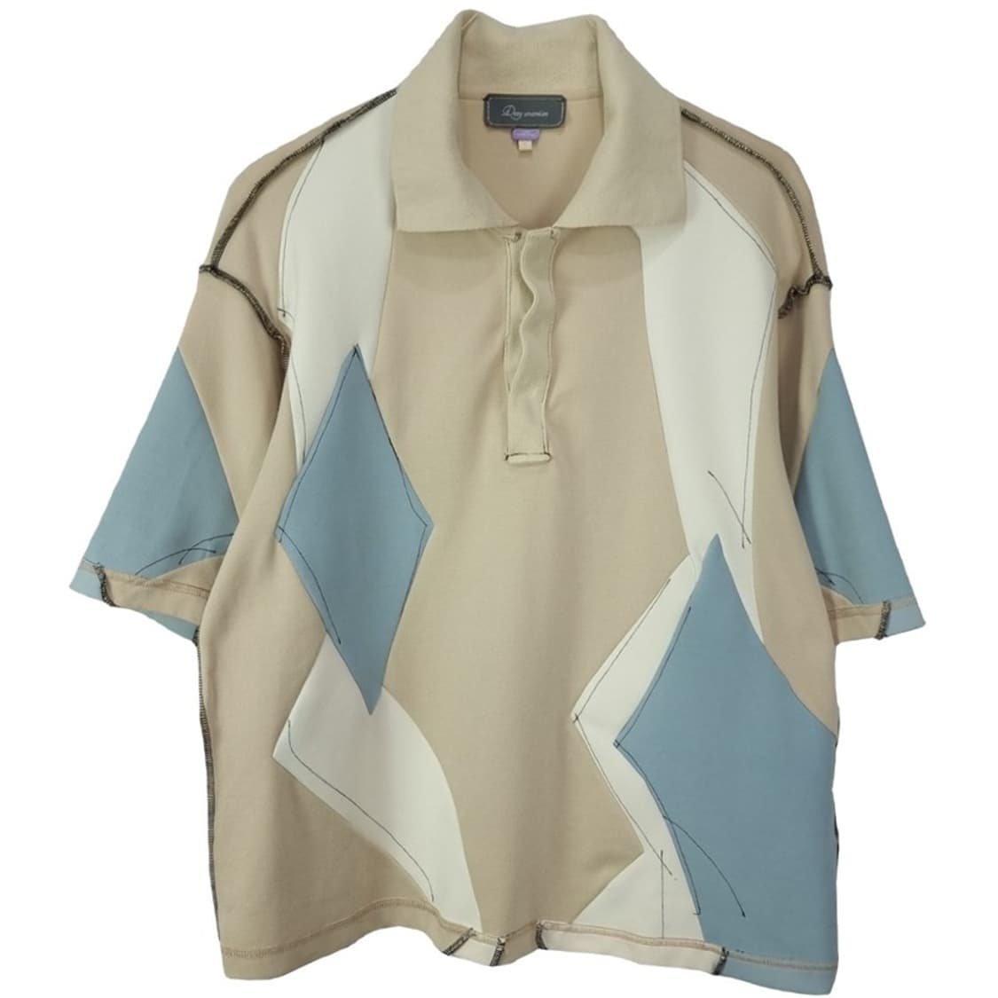 [우마미즘] 멀티 패브릭 패치워크 오버핏 카라티 M20133 상품이미지2