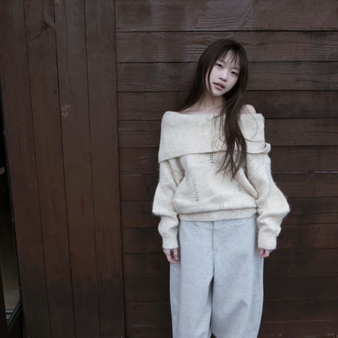 베이비랩 디아 오프숄더 니트_크림 상품이미지2