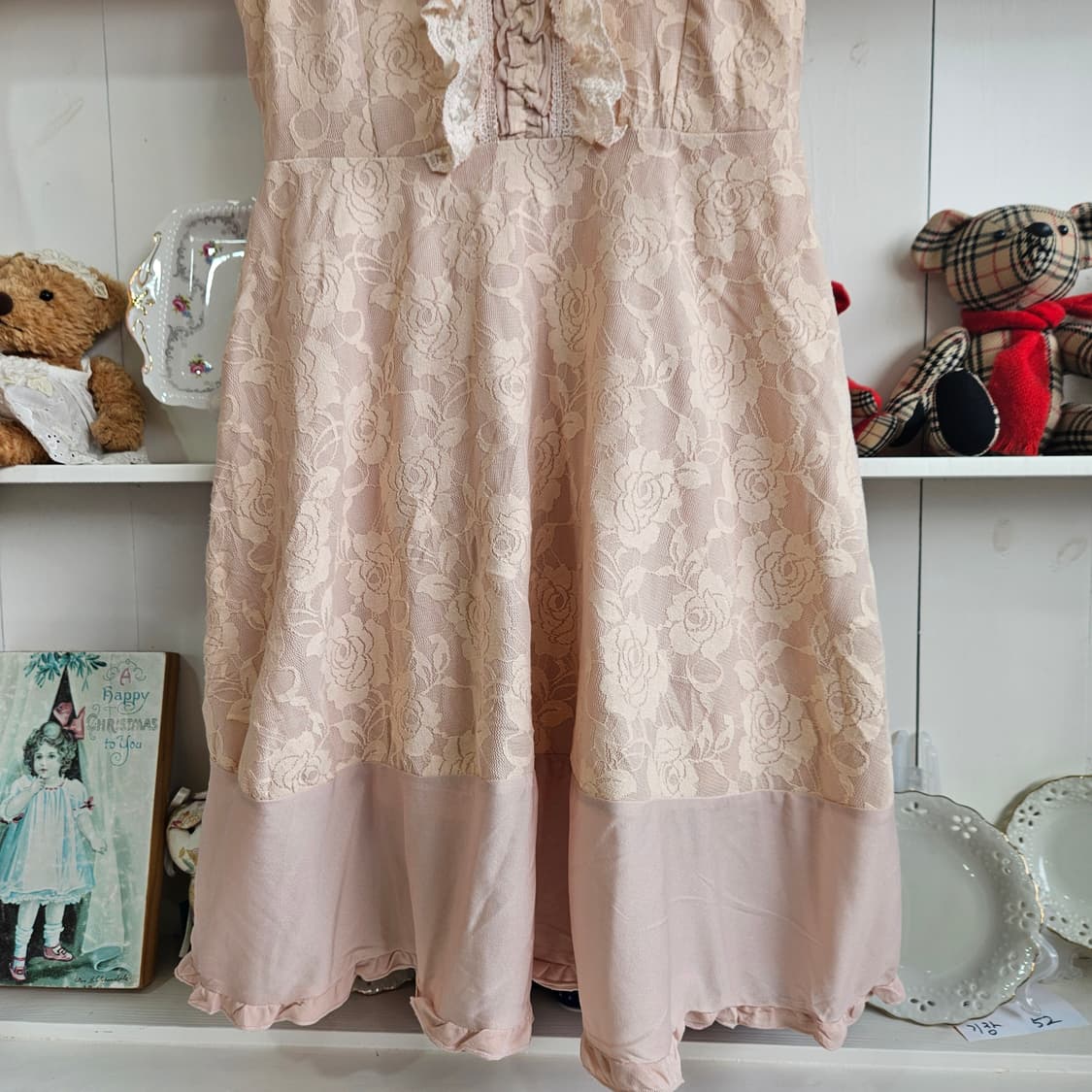 엑시즈팜(Axes Femme) 로즈 레이스 슬리브리스 원피스 상품이미지4