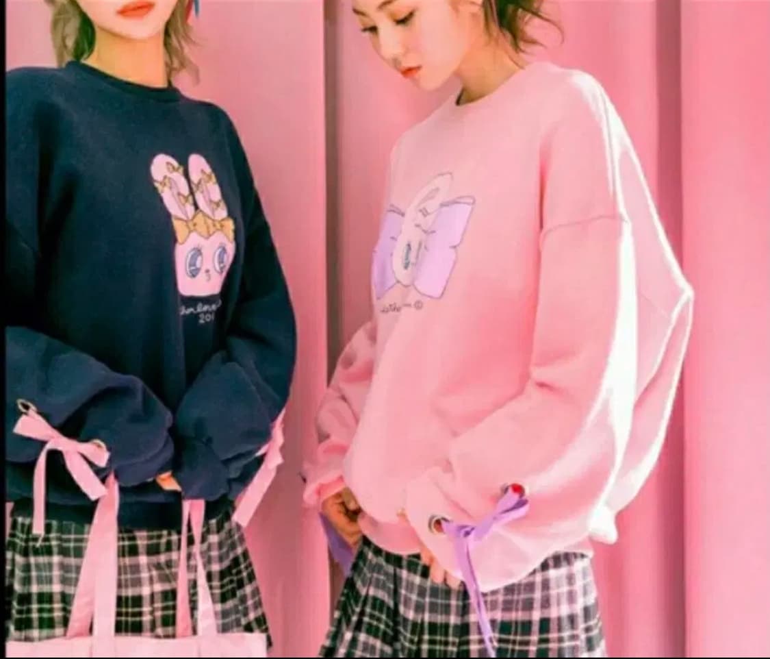 에스더버니 핑크 리본 맨투맨 긴팔 상품이미지1