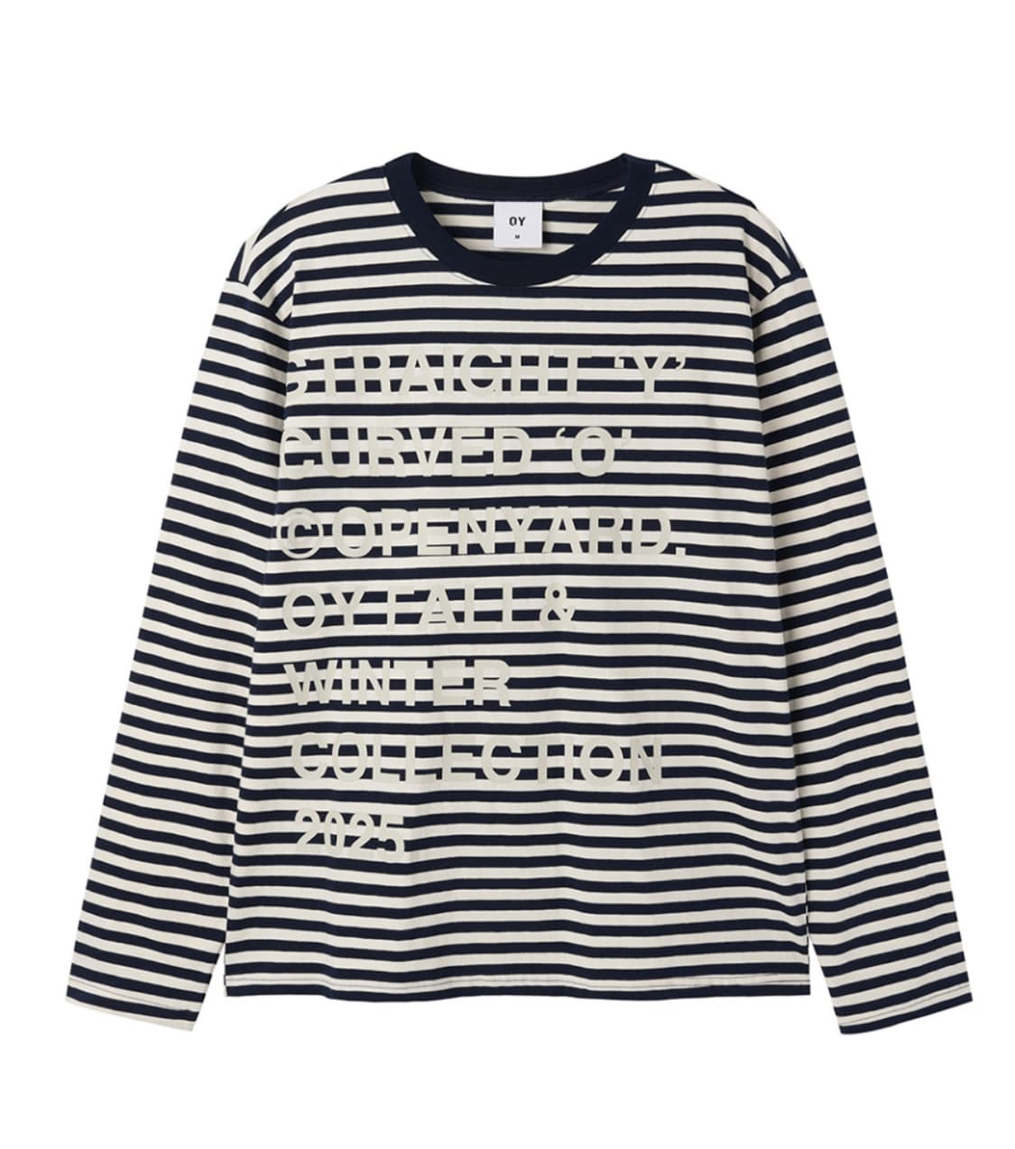 오와이 STRIPE BOLD LETTER L/S TEE - NAVY 상품이미지1