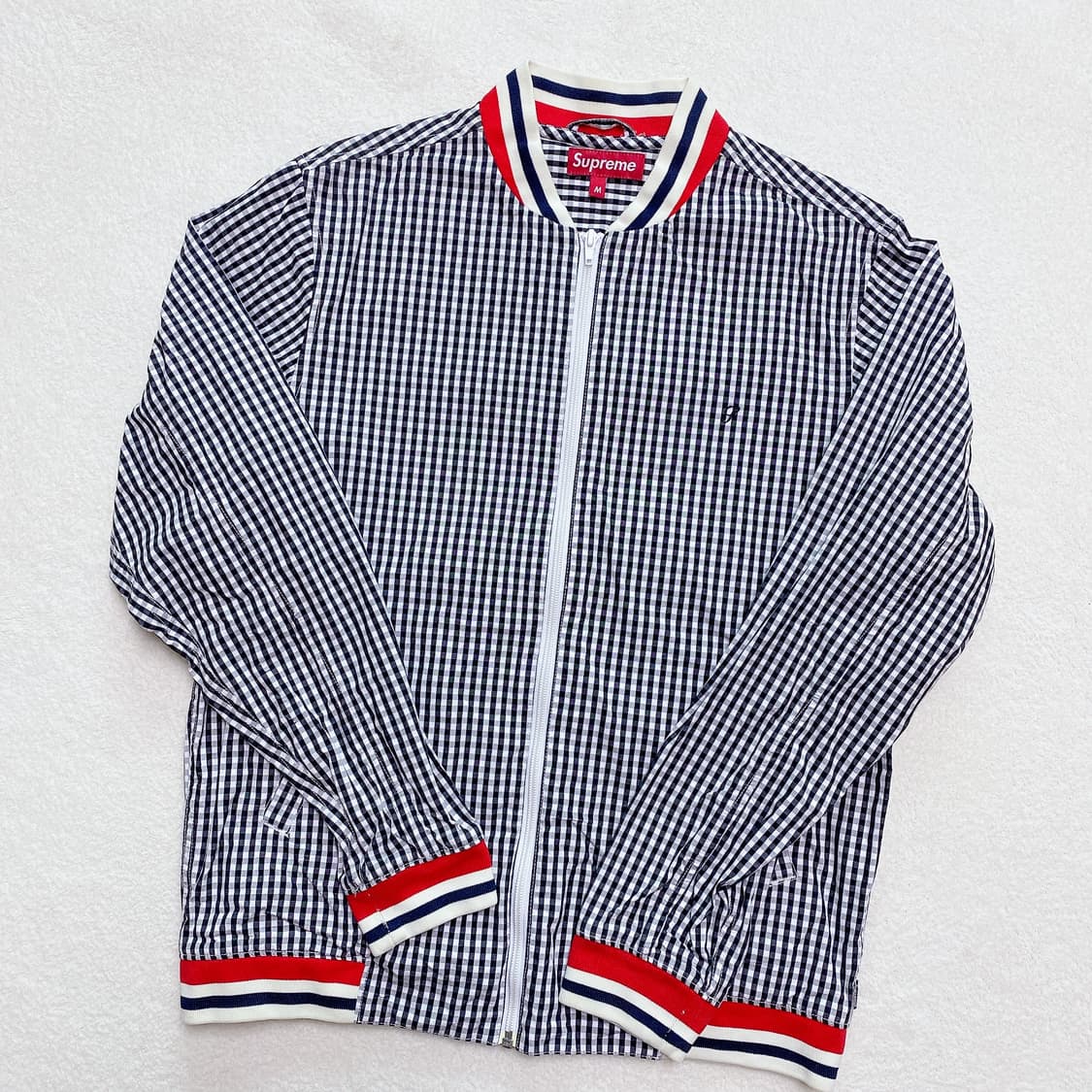 old supreme 슈프림 깅엄체크 블루종 자켓 (M) 상품이미지1