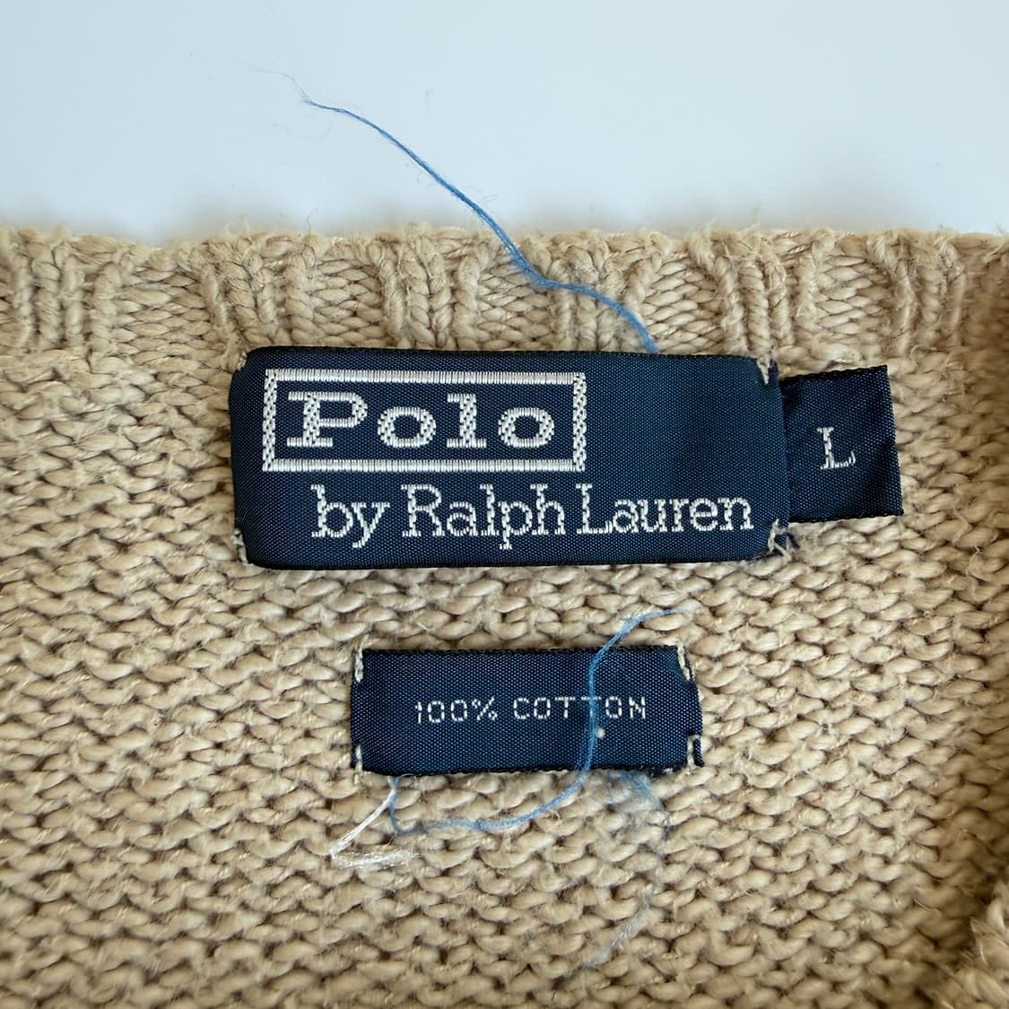 Polo 폴로 랄프로렌 베이지 브라운 포니 코튼 라운드 니트 상품이미지4